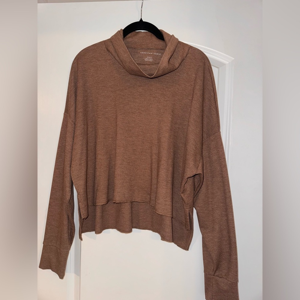 American eagle brown cowl neck sweater medium